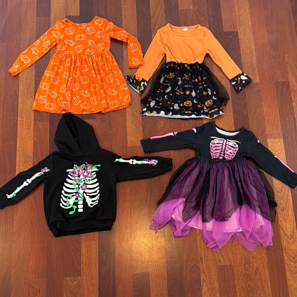 Halloween Kids Costume Bundle - Orange, Black, Pink and Purple (All 5T)